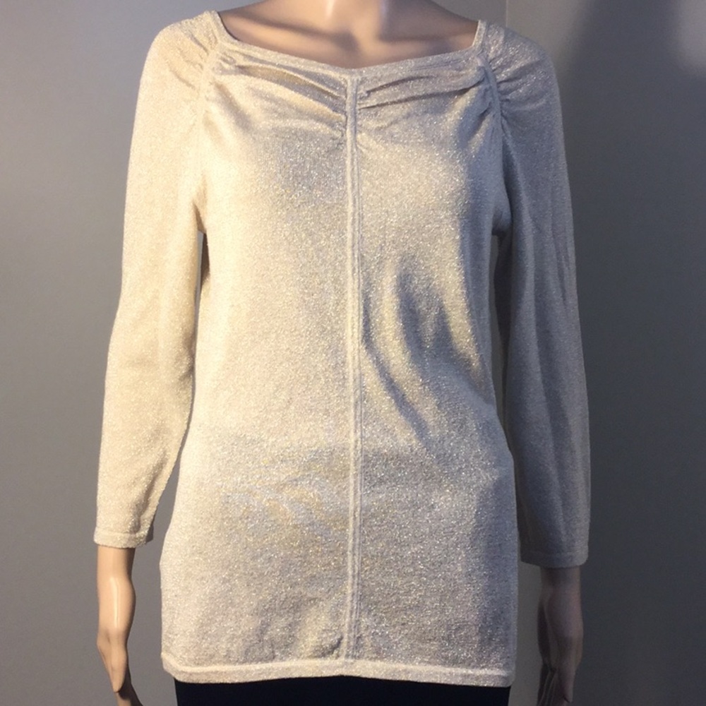CALVIN KLEIN GOLD-METALLIC LONG-SLEEVE TOP